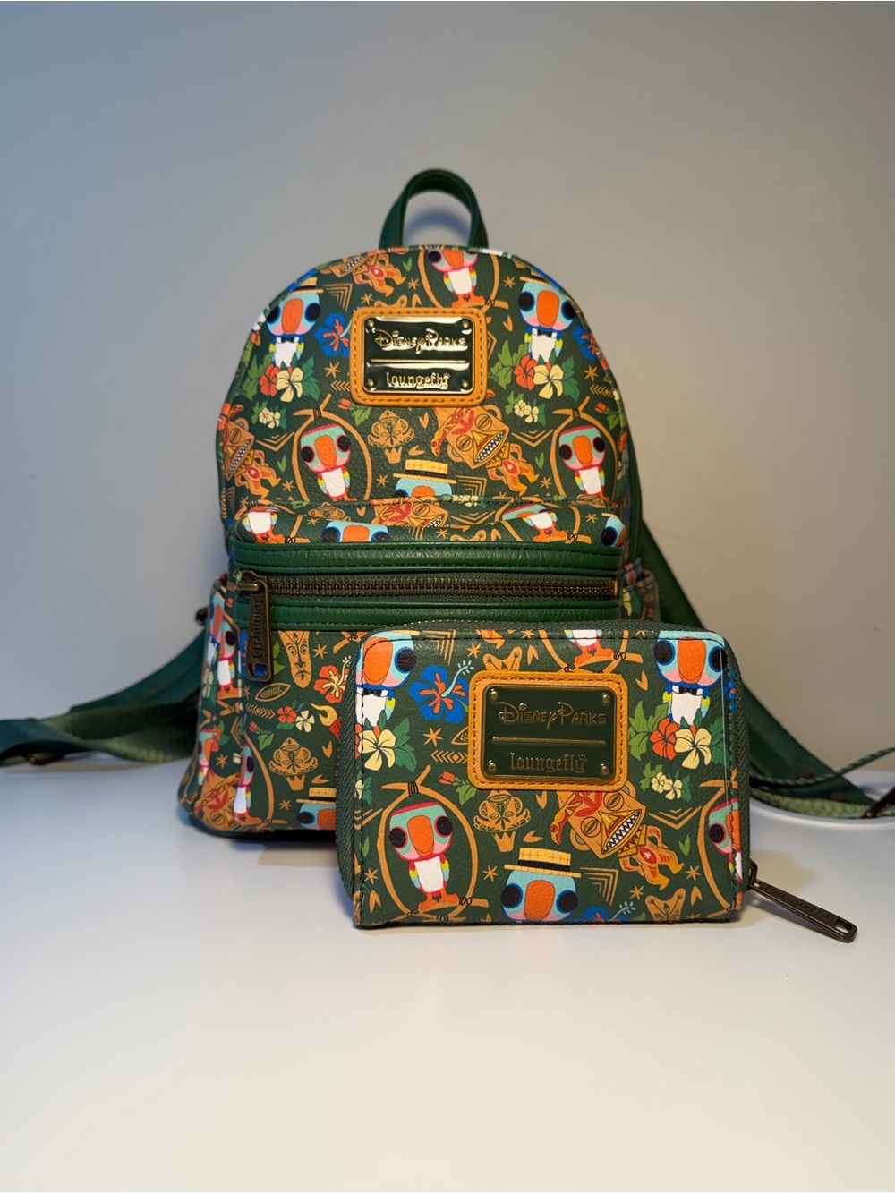 Disney Parks Loungefly Enchanted Tiki Room Mini Backpack & Wallet